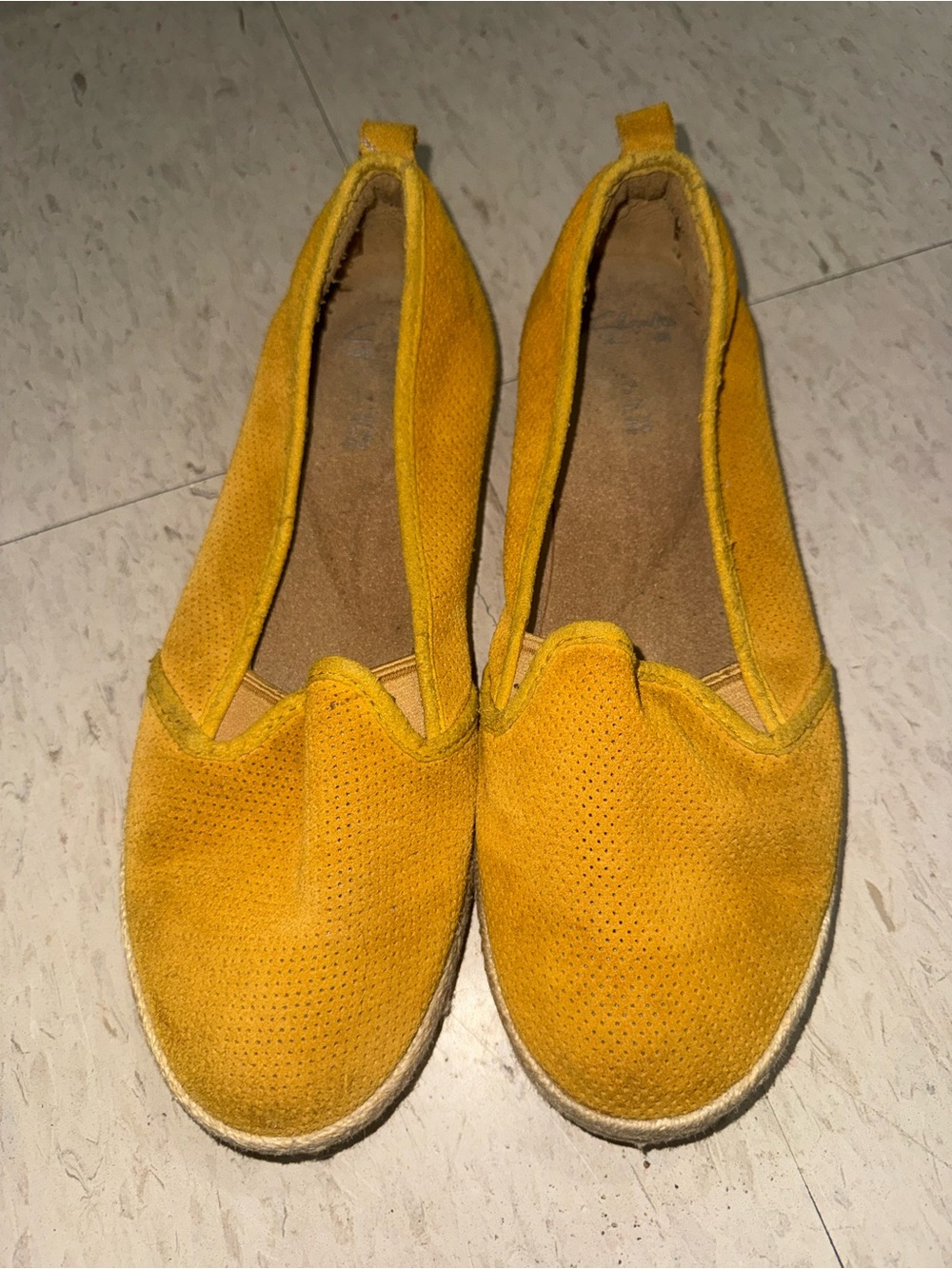Mustard Yellow Espadrille Slip-On Flats